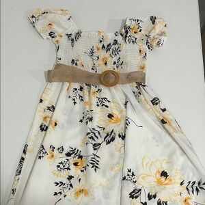 SHEIN Yellow and Black Floral Kids Dress